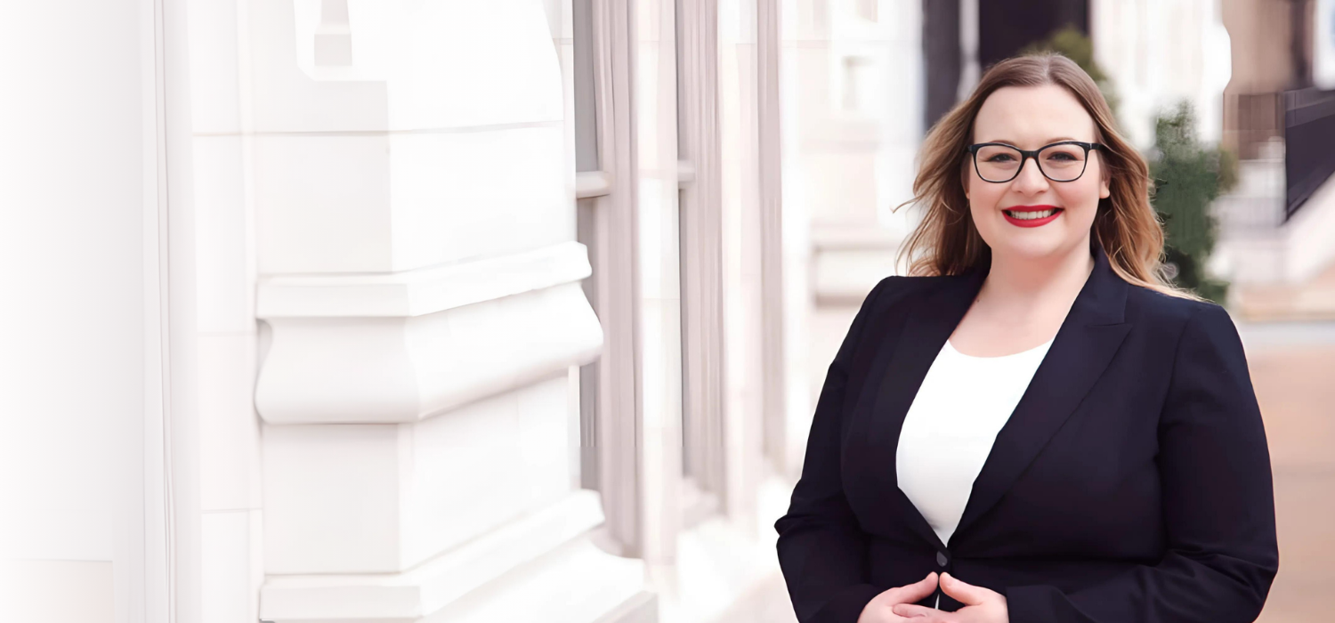 Bethany Mann in a navy blazer